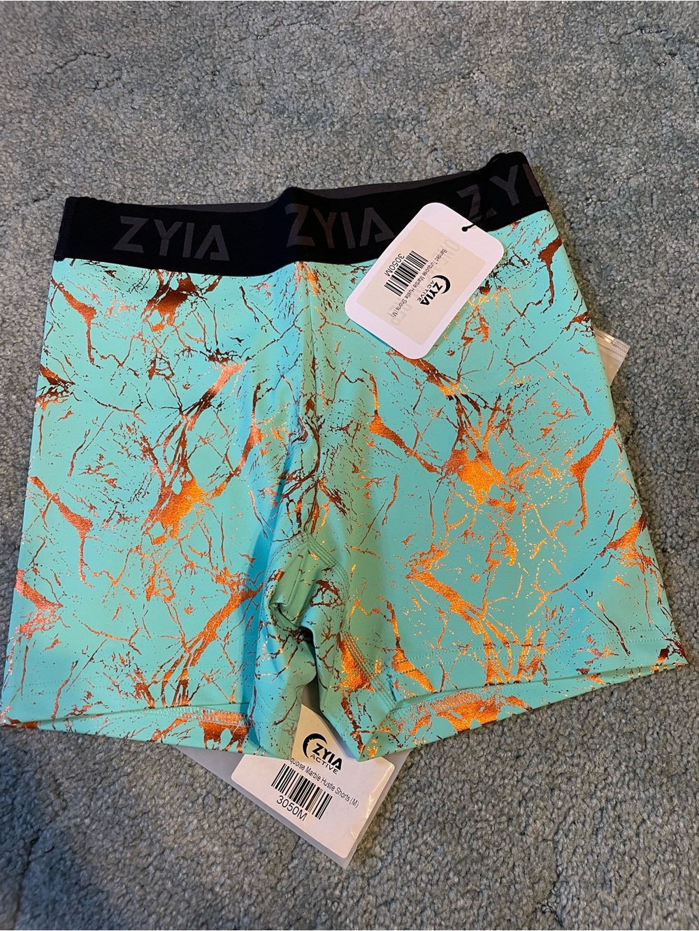 NWT Zyia Banded Turquoise Marble Hustle Shorts